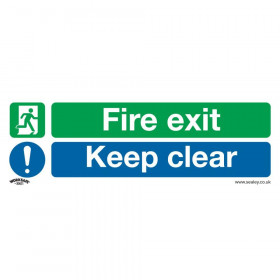Sealey SS18P1 Safe Conditions Safety Sign - Fire Exit Keep Clear - Rigid Plastic