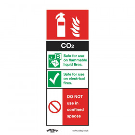 Sealey SS21P10 Safe Conditions Safety Sign - Co2 Fire Extinguisher - Rigid Plastic - Pack Of 10