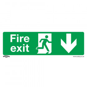 Sealey SS22P1 Safe Conditions Safety Sign - Fire Exit (Down) - Rigid Plastic