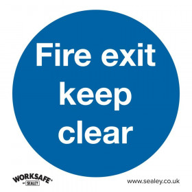 Sealey SS2V10 Mandatory Safety Sign - Fire Exit Keep Clear - Self-Adhesive Vinyl - Pack Of 10