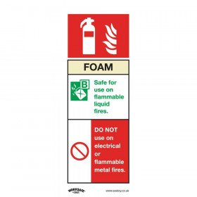 Sealey SS30P1 Safe Conditions Safety Sign - Foam Fire Extinguisher - Rigid Plastic