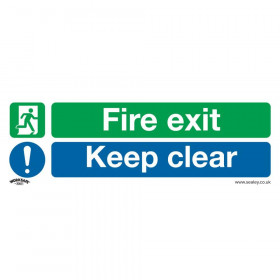 Sealey SS32P10 Safe Conditions Safety Sign - Fire Exit Keep Clear (Large) - Rigid Plastic - Pack Of 10