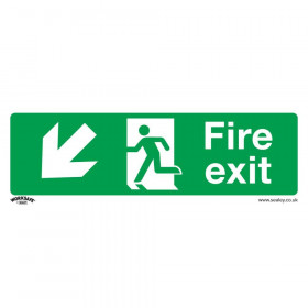 Sealey SS34P10 Safe Conditions Safety Sign - Fire Exit (Down Left) - Rigid Plastic - Pack Of 10