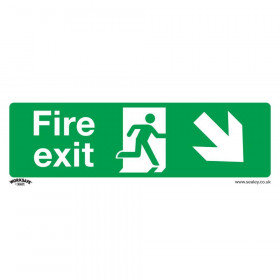 Sealey SS36P1 Safe Conditions Safety Sign - Fire Exit (Down Right) - Rigid Plastic