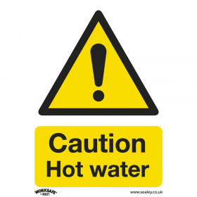 Sealey SS38P1 Warning Safety Sign - Caution Hot Water - Rigid Plastic