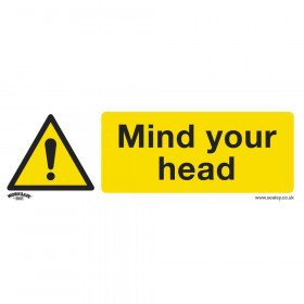 Sealey SS39P1 Warning Safety Sign - Mind Your Head - Rigid Plastic
