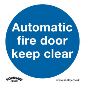 Sealey SS3P1 Mandatory Safety Sign - Automatic Fire Door Keep Clear - Rigid Plastic