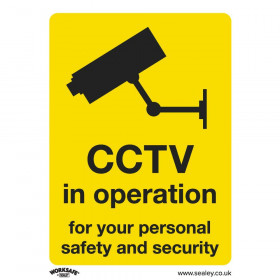 Sealey SS40P10 Warning Safety Sign - Cctv - Rigid Plastic - Pack Of 10