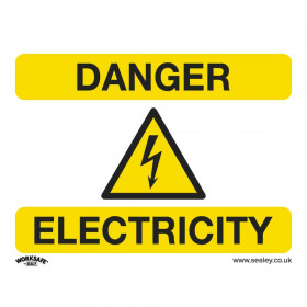 Sealey SS41P1 Warning Safety Sign - Danger Electricity - Rigid Plastic