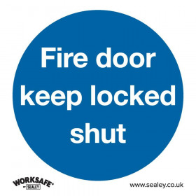 Sealey SS4P1 Mandatory Safety Sign - Fire Door Keep Locked Shut - Rigid Plastic