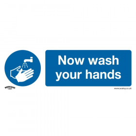 Sealey SS5P10 Mandatory Safety Sign - Now Wash Your Hands - Rigid Plastic - Pack Of 10