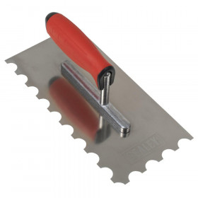 Sealey T6701 Stainless Steel 270Mm Semicircle Tooth Trowel - Rubber Handle - Aluminium Foot