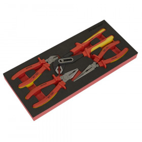 Sealey TBTE07 Insulated Pliers Set 4Pc With Tool Tray - Vde Approved