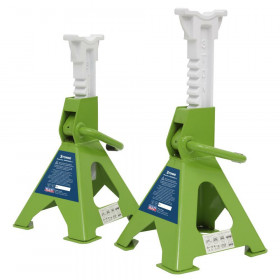 Sealey VS2003HV Axle Stands (Pair) 3 Tonne Capacity Per Stand Ratchet Type - Hi-Vis Green