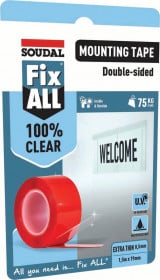 Soudal 155514 Fix All® 100% Clear Mounting Tape Clear 1.5M X 19Mm roll 12