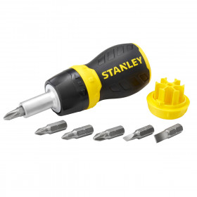 Stanley 0-66-358 Stubby Multi-Bit Ratcheting Screwdriver (6 Bits)