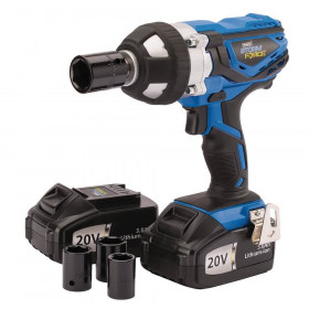 Storm Force 82983 Draper Storm Force® 20V Cordless Impact Wrench, 1/2in Sq. Dr., 400Nm, 2 X 3.0Ah Batteries each