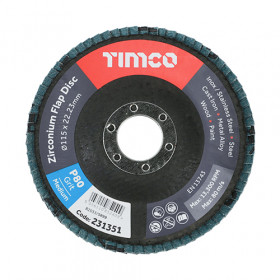 Timco 231351 Flap Disc - Zirconium - Type 29 Conical - P80 Grit 115 X 22.23 Pack 1