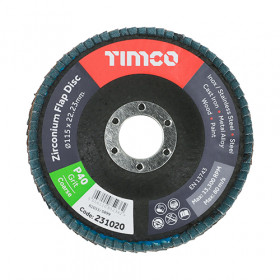 Timco 231444 Set Of Flap Discs - Zirconium - Type 29 Conical - P40 Grit 115 X 22.23 Box 10