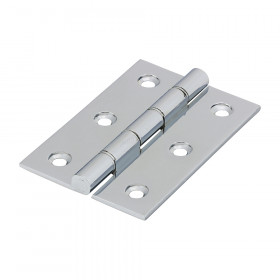 Timco 234381 Double Stainless Steel Washered Hinges - Solid Brass - Polished Chrome 76 X 50