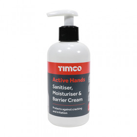 Timco 432077 Active Hands Sanitiser, Moisturiser & Barrier Cream 250Ml Pump Bottle 1