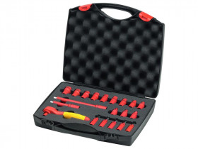 Wiha 43025 Insulated 1/4In Ratchet Wrench Set, 21 Piece (Inc. Case)