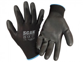 Xms  Scan Black Pu Dipped Gloves (5 Pairs)