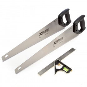 Xtrade X0900095 Hand Saw 2 X 550Mm & Combination Square Pack